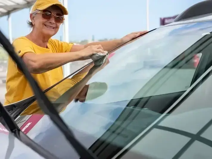 mobile windshield repair service at a Shoreline home near Ridgecrest driveway with technician fixing rock chip